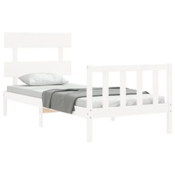 Cadre de lit sans matelas blanc 100x200 cm bois de pin massif 