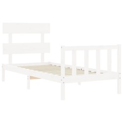 Cadre de lit sans matelas blanc 100x200 cm bois de pin massif 