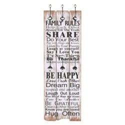 Porte-manteau mural avec 6 crochets 120 x 40 cm FAMILY RULES  