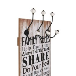 Porte-manteau mural avec 6 crochets 120 x 40 cm FAMILY RULES  