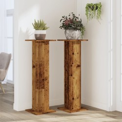 Supports pour plantes 2 pcs vieux bois bois d'ingénierie 