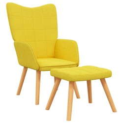Chaise de relaxation avec tabouret Jaune moutarde Tissu 