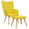 Chaise de relaxation avec tabouret Jaune moutarde Tissu 
