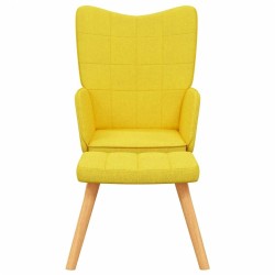 Chaise de relaxation avec tabouret Jaune moutarde Tissu 