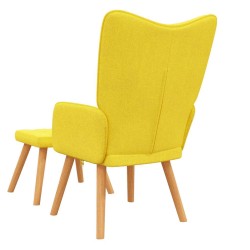Chaise de relaxation avec tabouret Jaune moutarde Tissu 