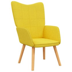 Chaise de relaxation avec tabouret Jaune moutarde Tissu 