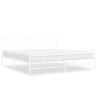 Cadre de lit métal sans matelas et pied de lit blanc 193x203 cm 