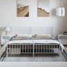 Cadre de lit métal sans matelas et pied de lit blanc 193x203 cm 