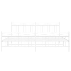 Cadre de lit métal sans matelas et pied de lit blanc 193x203 cm 