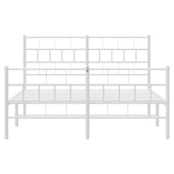 Cadre de lit métal sans matelas et pied de lit blanc 160x200 cm 