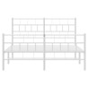 Cadre de lit métal sans matelas et pied de lit blanc 160x200 cm 
