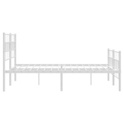 Cadre de lit métal sans matelas et pied de lit blanc 160x200 cm 