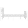 Cadre de lit métal sans matelas et pied de lit blanc 160x200 cm 