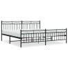 Cadre de lit métal sans matelas avec pied de lit noir 193x203cm 