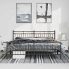 Cadre de lit métal sans matelas avec pied de lit noir 193x203cm 