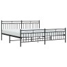 Cadre de lit métal sans matelas avec pied de lit noir 193x203cm 