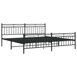 Cadre de lit métal sans matelas avec pied de lit noir 193x203cm 