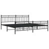 Cadre de lit métal sans matelas avec pied de lit noir 193x203cm 