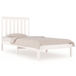 Cadre de lit sans matelas blanc bois massif 100x200 cm 