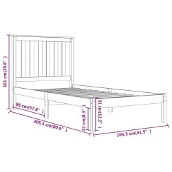 Cadre de lit sans matelas blanc bois massif 100x200 cm 