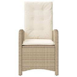 Chaise inclinable de jardin avec coussins beige résine tressée 