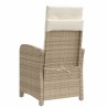 Chaise inclinable de jardin avec coussins beige résine tressée 