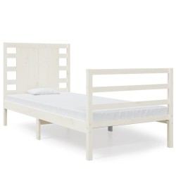 Cadre de lit sans matelas blanc 75x190 cm bois de pin massif 