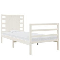 Cadre de lit sans matelas blanc 75x190 cm bois de pin massif 