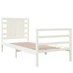 Cadre de lit sans matelas blanc 75x190 cm bois de pin massif 