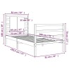 Cadre de lit sans matelas blanc 75x190 cm bois de pin massif 