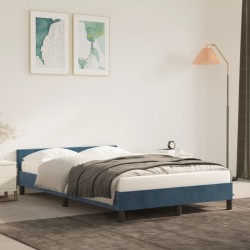 Cadre de lit sans matelas bleu foncé 120x190 cm velours 