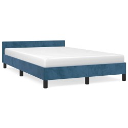 Cadre de lit sans matelas bleu foncé 120x190 cm velours 