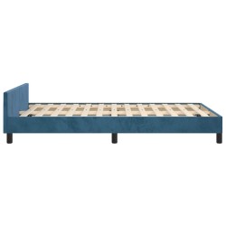 Cadre de lit sans matelas bleu foncé 120x190 cm velours 