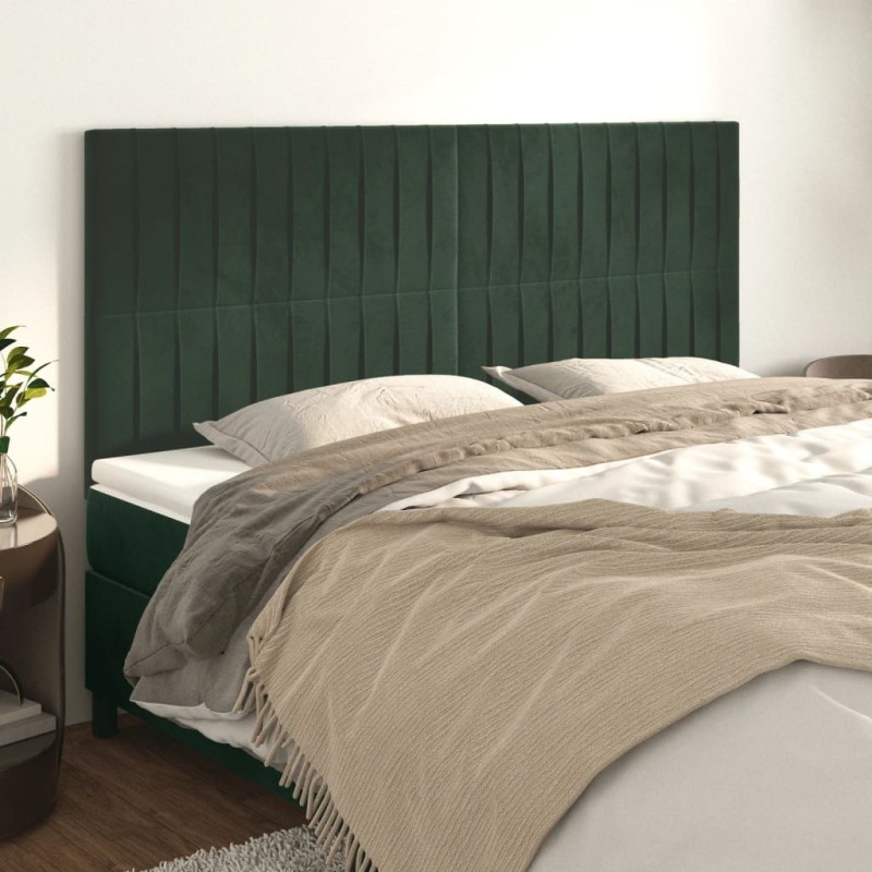 Têtes de lit 4 pcs Vert foncé 80x5x78/88 cm Velours 