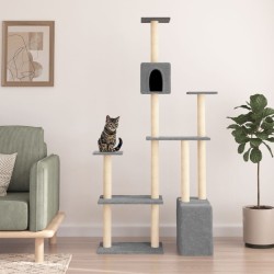 Arbre à chat avec griffoirs en sisal Gris clair 180 cm 