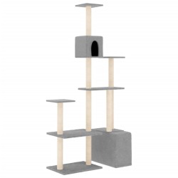 Arbre à chat avec griffoirs en sisal Gris clair 180 cm 
