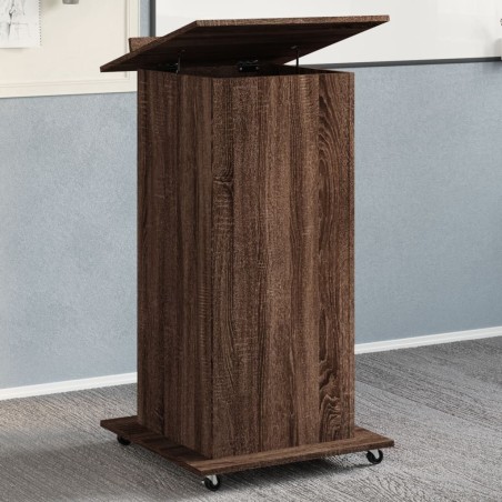 Pupitre et roues et tiroir chêne marron bois d'ingénierie 
