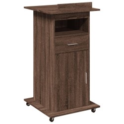 Pupitre et roues et tiroir chêne marron bois d'ingénierie 