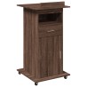Pupitre et roues et tiroir chêne marron bois d'ingénierie 