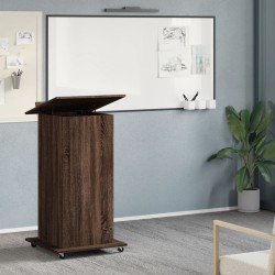 Pupitre et roues et tiroir chêne marron bois d'ingénierie 