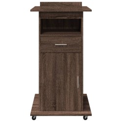 Pupitre et roues et tiroir chêne marron bois d'ingénierie 