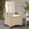 Chaise inclinable de jardin avec coussins beige résine tressée 