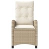 Chaise inclinable de jardin avec coussins beige résine tressée 