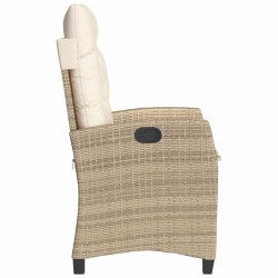 Chaise inclinable de jardin avec coussins beige résine tressée 