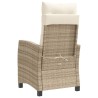 Chaise inclinable de jardin avec coussins beige résine tressée 