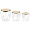 Ensemble de table basse Contreplaqué de peuplier Fer 3 pcs 