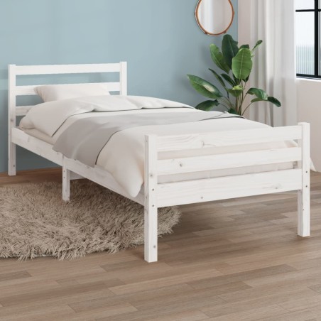 Cadre de lit sans matelas blanc bois massif 90x200 cm 