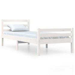Cadre de lit sans matelas blanc bois massif 90x200 cm 