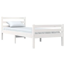 Cadre de lit sans matelas blanc bois massif 90x200 cm 
