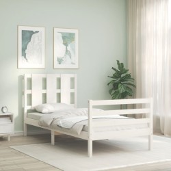Cadre de lit sans matelas blanc 100x200 cm bois massif 
